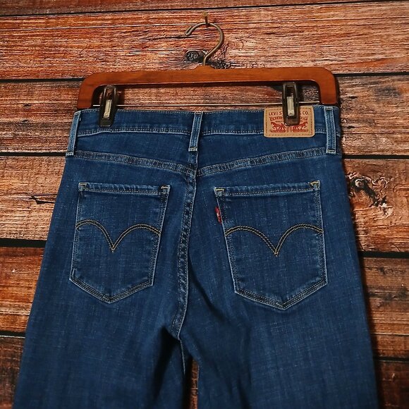 Levi's 314 Jeans Size 27 Shaping Straight Mid Rise Blue Denim Stretch - Picture 6 of 10